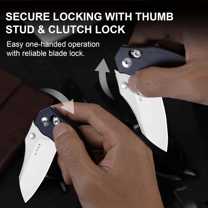 KIZER سكين جيب ميني بولدوج، شفرة نيترو V بطول 2.5 بوصة، مقبض ريتشلايت مع قفل، سكين EDC صغير للرجال والنساء، هدية، سكاكين صيد، تسلق، تخييم، V3672SA3 - Image 5